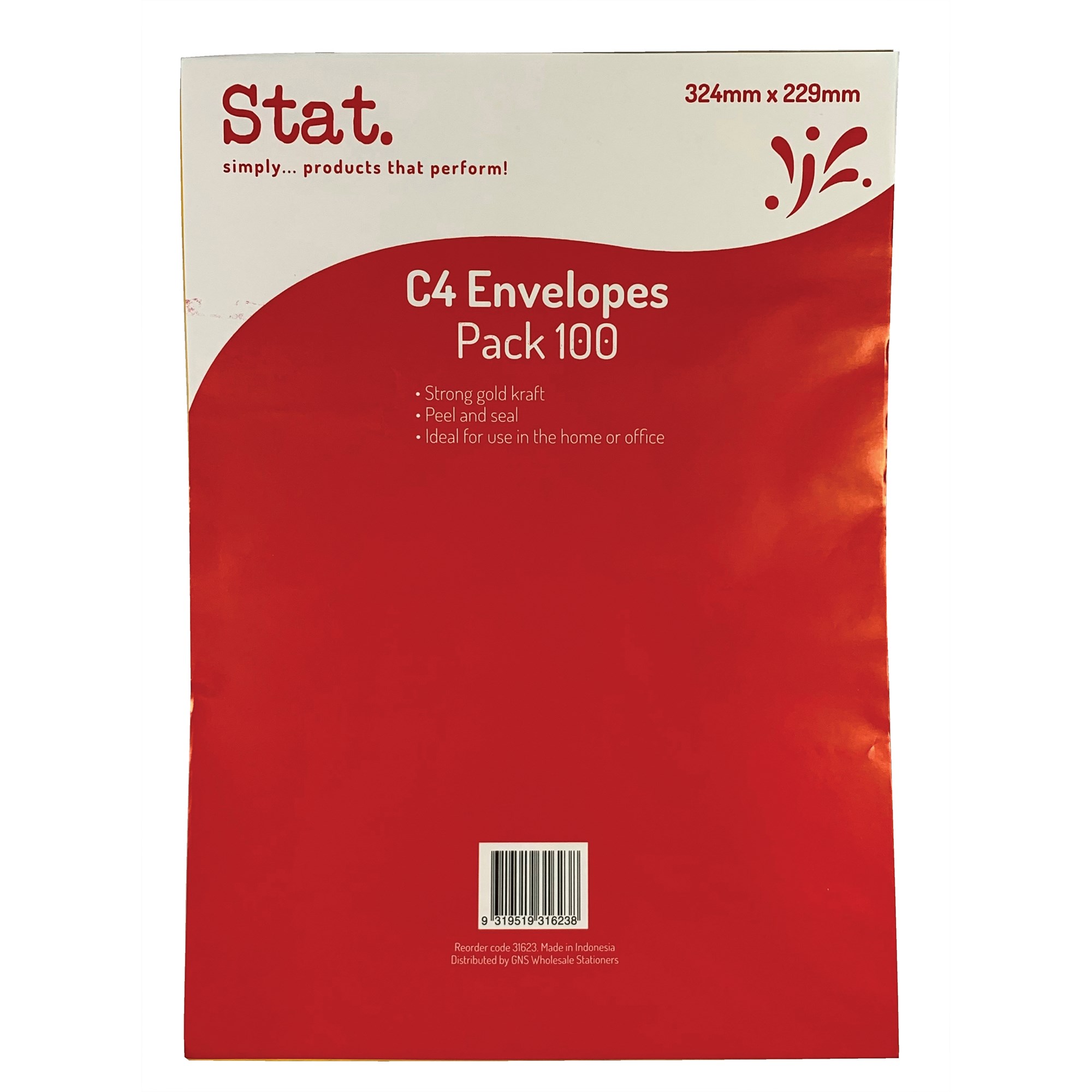 Stat Peel And Seal Envelope C4 Kraft Pack  of 100
