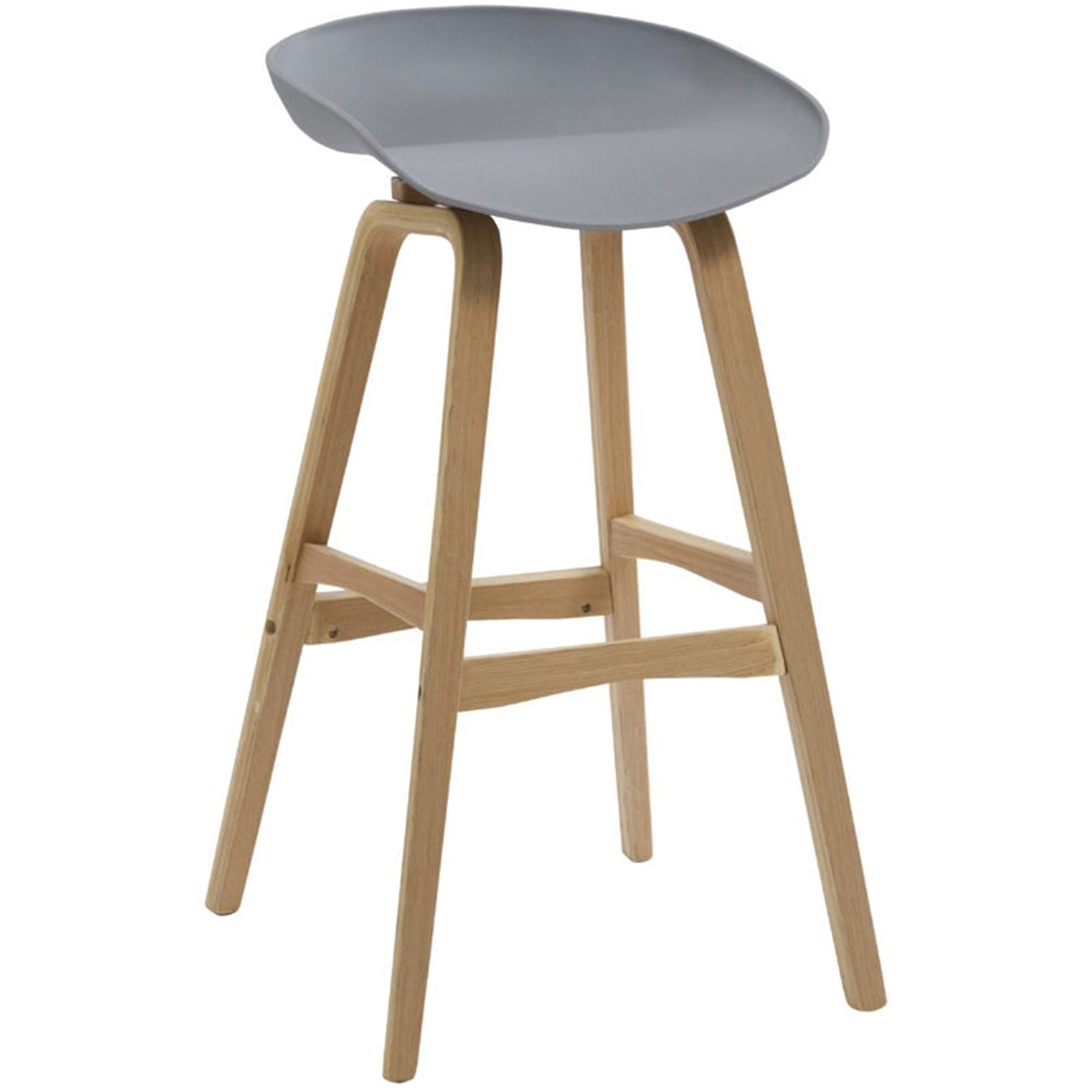 Rapidline Virgo Bar Stool Oak Coloured Timber Frame With  Polypropylene Grey Shell Seat