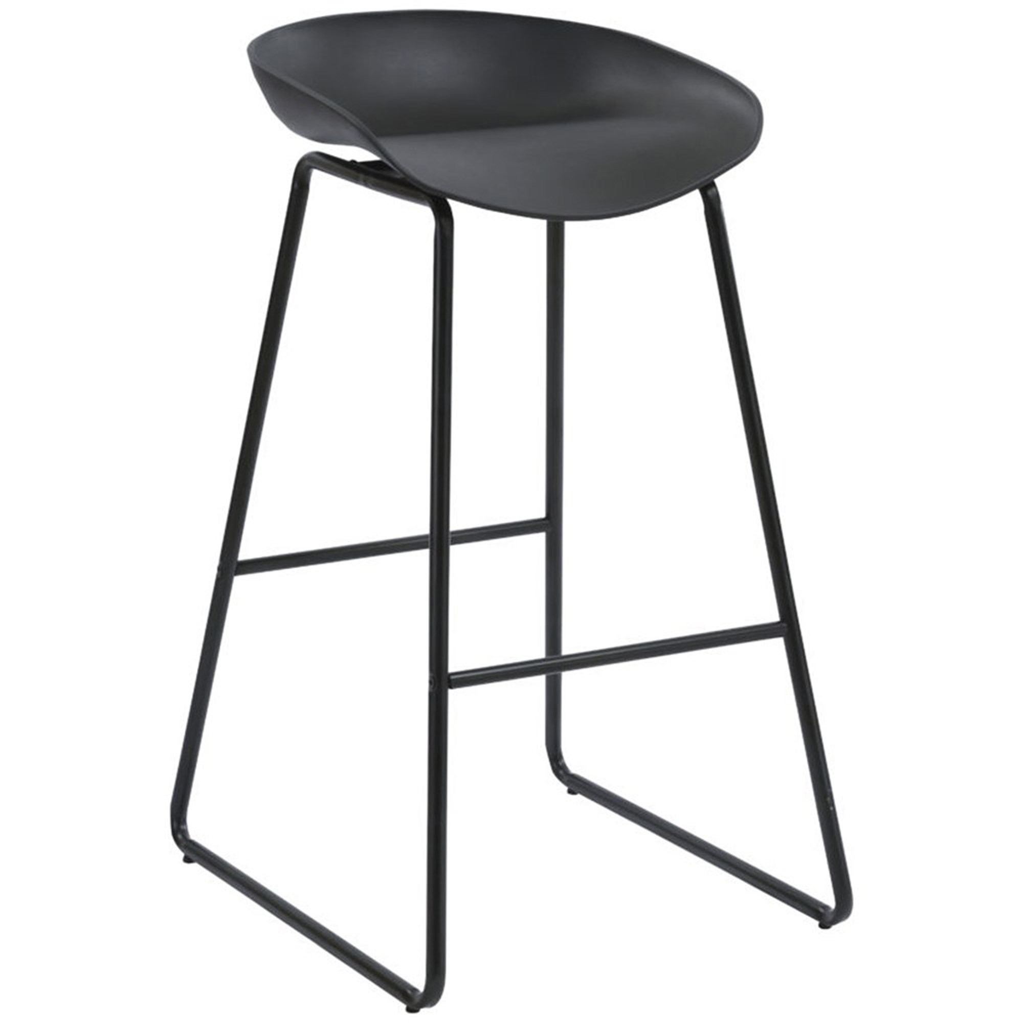 Rapidline Aries Bar Stool With Black Metal Frame And  Polypropylene Black Shell Seat
