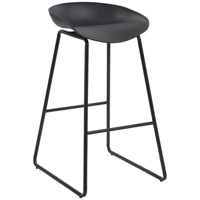 Rapidline Aries Bar Stool With Black Metal Frame And Polypropylene Black Shell Seat