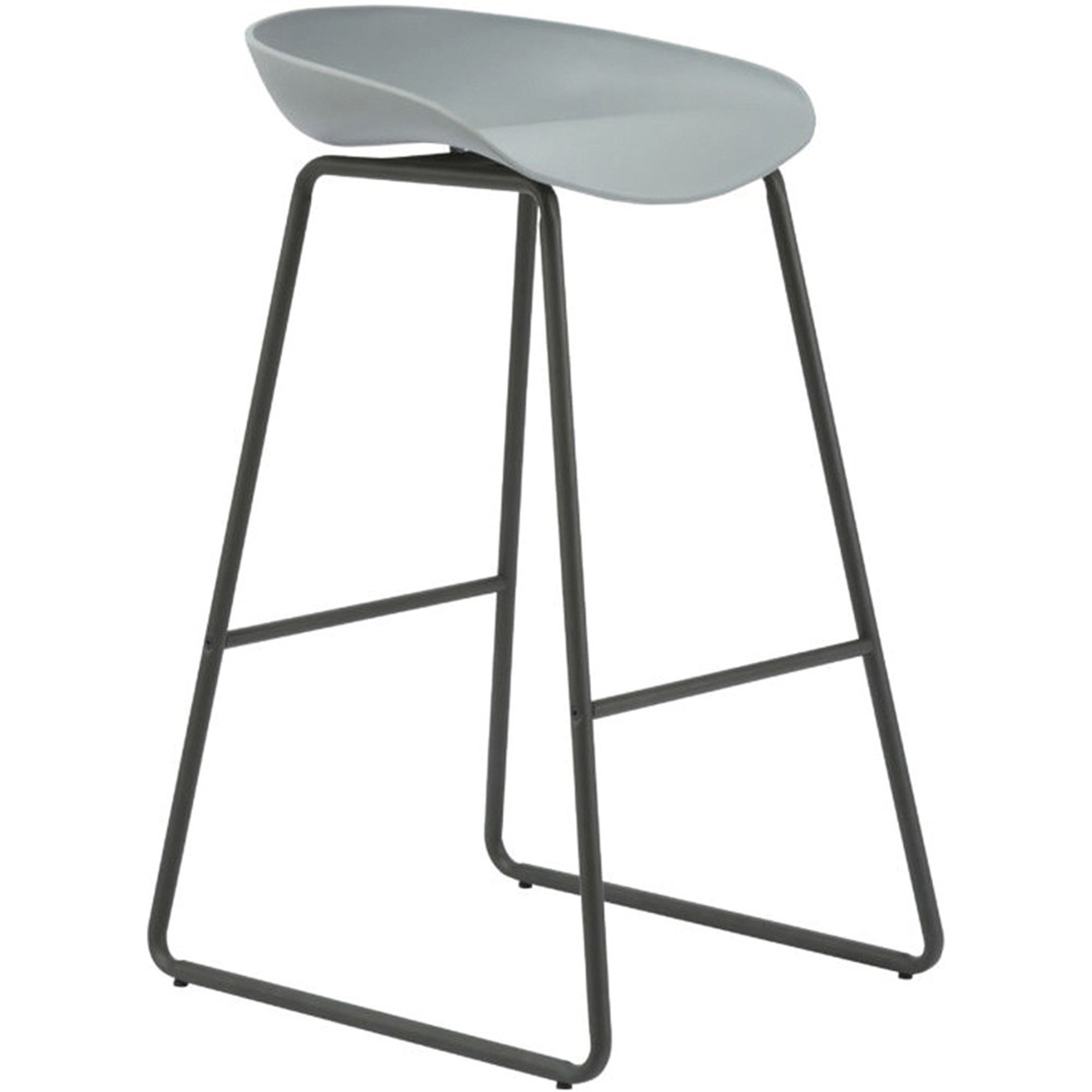 Rapidline Aries Bar Stool With Black Metal Frame And  Polypropylene Grey Shell Seat