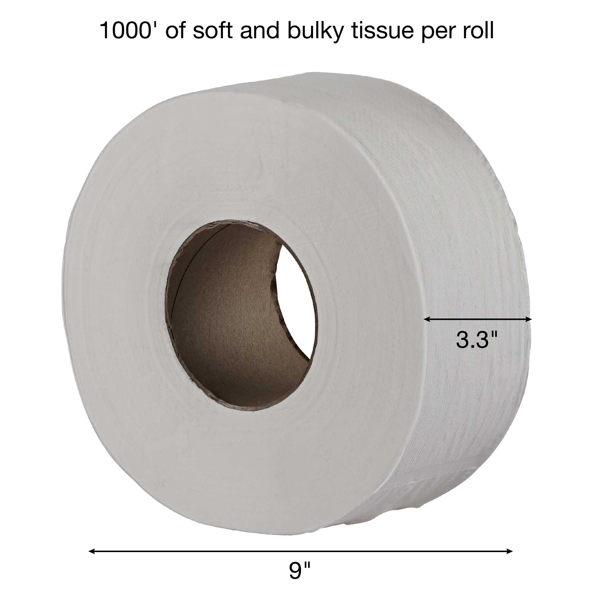 Nova 2-ply Jumbo Tissue Ultrasoft White, 9 inch. 12 / cs