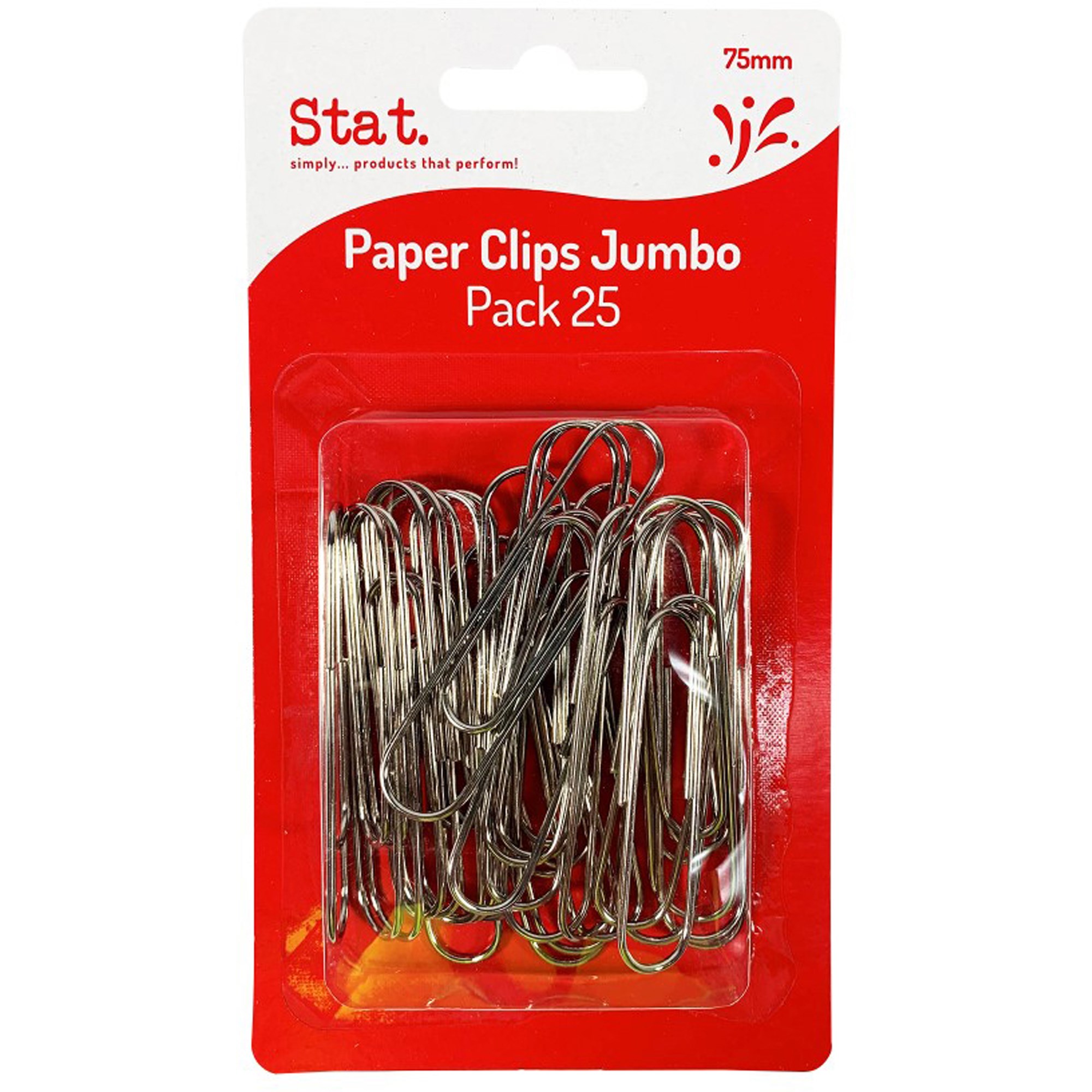 Stat Paper Clips 75mm Pack  of 25 Silver