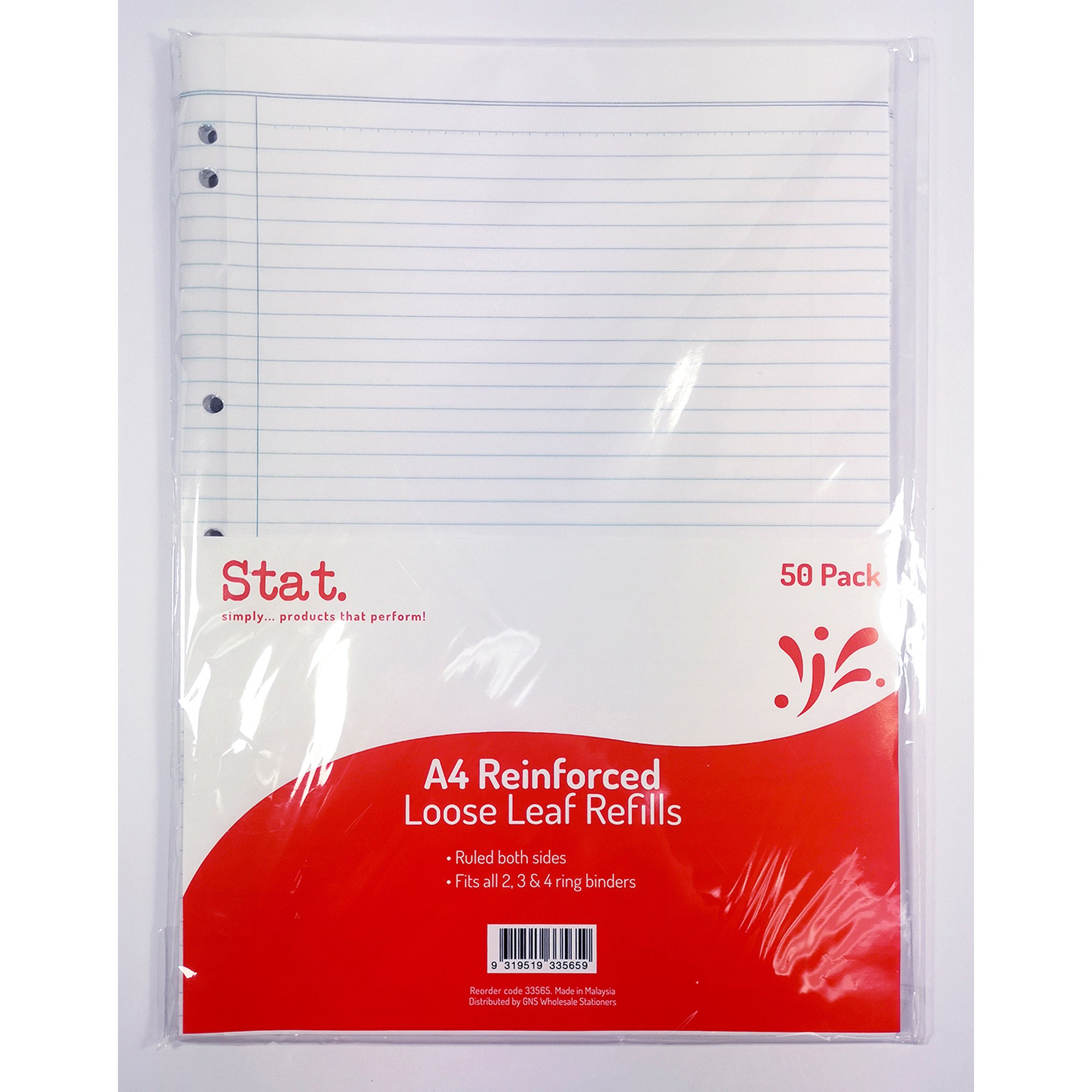 Stat Ruled Loose Leaf Refill A4 Pack  of 50