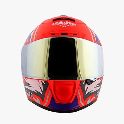 STEELBIRD SA-2 VILLAIN FLUO RED/BLUE C/V (L) + EXTRA CHROME VISOR