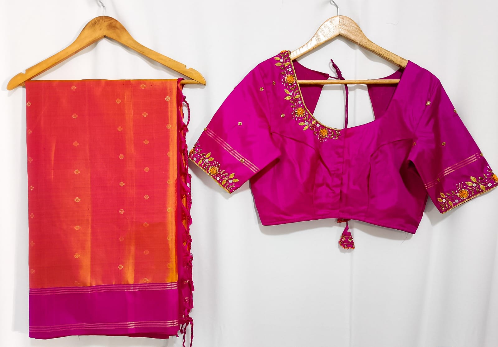 N582: Ready To Ship Beautiful Pure Kanchipattu Saree With Stitched Maggam Work Blouse N582: Ready To Ship Beautiful Pure Kanchipattu Saree With Stitched Maggam Work Blouse