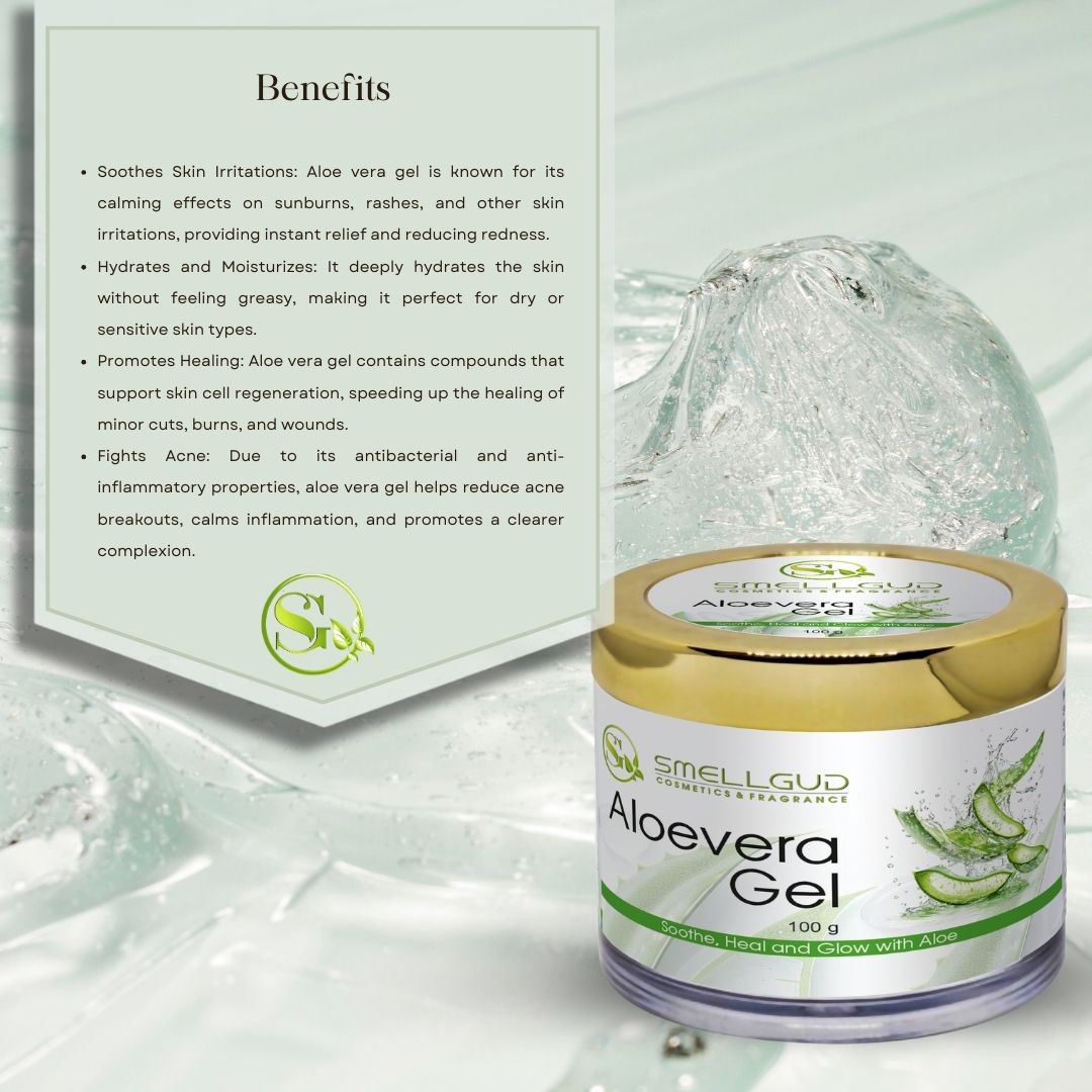 100% Organic Aloe Vera Gel For Face, With Natural Aloe Vera & Vitamin E For Skin And Hair 100 gm