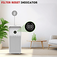 The 4-colour LED ring on the Honeywell Air Touch U1 glowing blue, indicating good air quality.