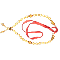 White and Gold Colour Beads Decorative Garland with Red Ribbon