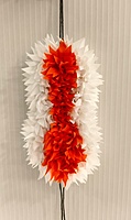 Artificial Hair/ Gajra White & Orange – Traditional Dance Hair Accessory for Bharatanatyam, Bridal & Special Occasions