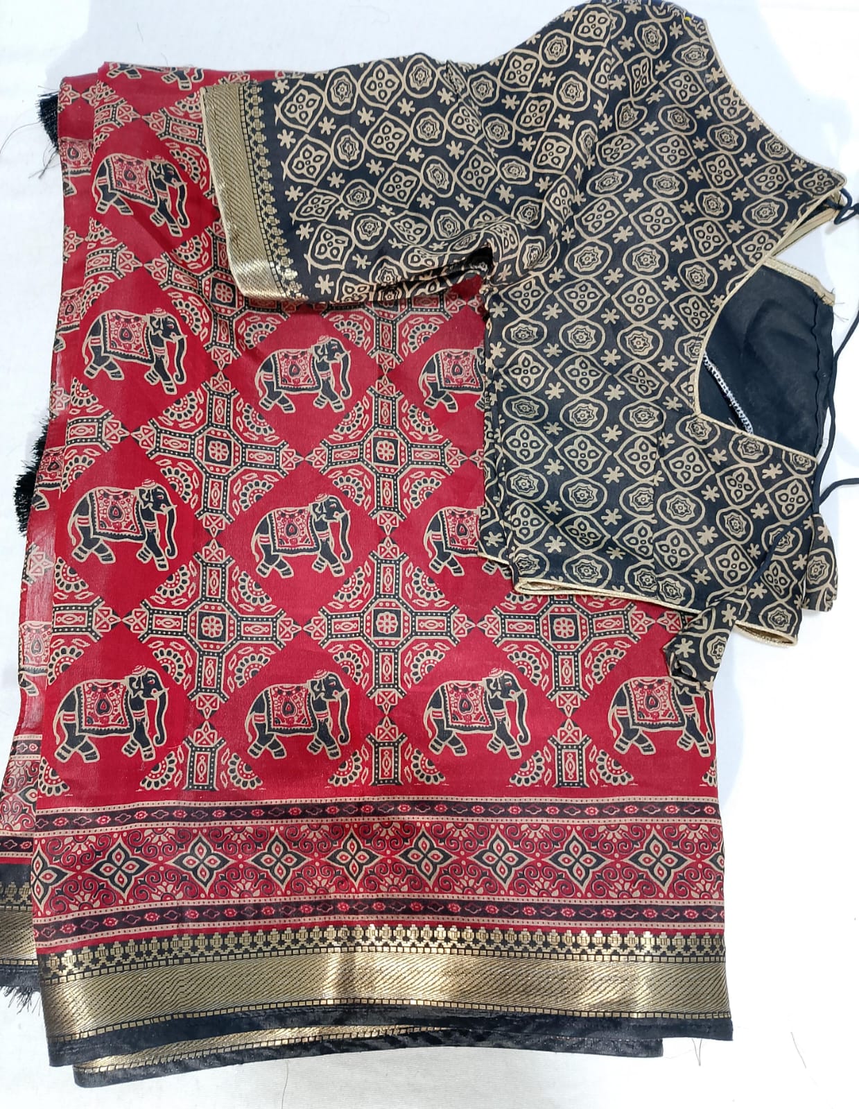 N27: Ready To Ship Beautiful Kalamakari Saree With Stitched Blouse