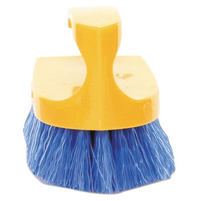 Rubbermaid Long Handle Scrub Brush, 6" Brush, Yellow Plastic Handle/Blue Bristles