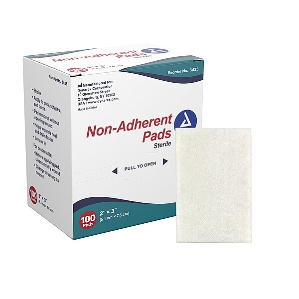 Dynarex® Non-Adherent Dressing – 2 × 3 Inch, Sterile, 100 per Pack