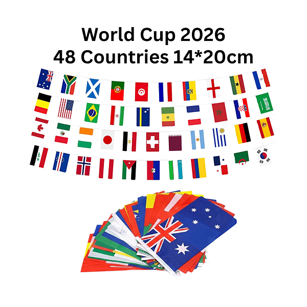 World Cup 48 Countries Flag Bunting Rope (14x20cm Flags, 13m Length)