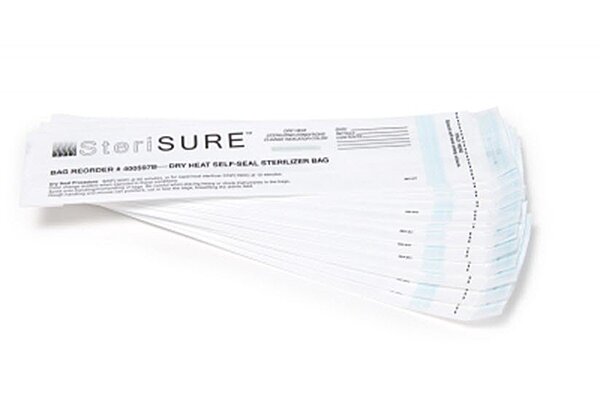 Sterilization Pouch SteriSURE Dry Heat 1-1/2 X 2-1/2 X 10-1/2 Inch White Self Seal Paper