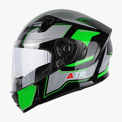 STEELBIRD SBA-21 ISS AIR CARBON GLOSSY BLACK/GREEN C/V (M)