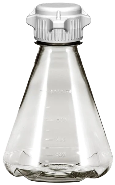 EZclear 1L PC Erlenmeyer Flask 53B Cap Baffled Bottom 6/PK