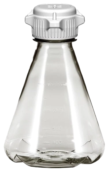 EZclear 1L PC Erlenmeyer Flask 53B Vented Cap Baffled Bottom 6/PK