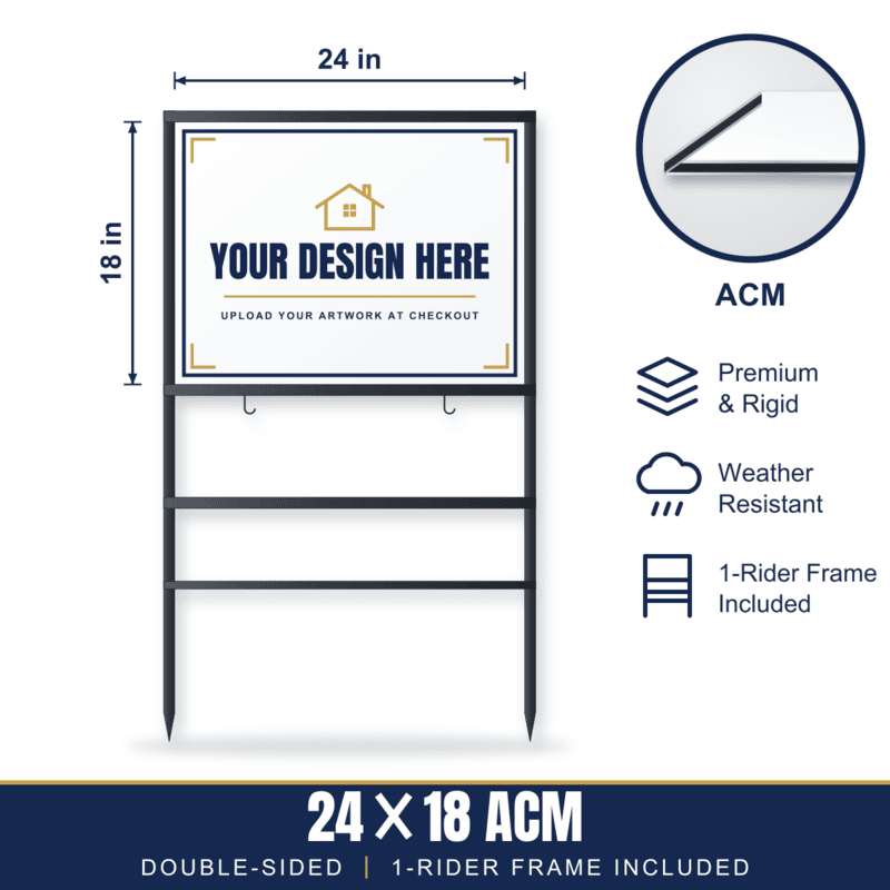 24x18 Metal (ACM) Sign + 1-Rider Steel Frame