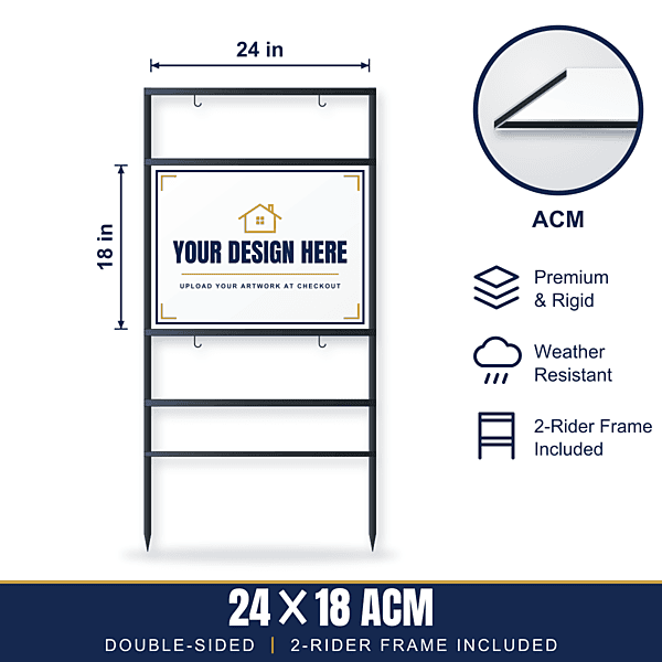 24x18 Metal (ACM) Sign + 2-Rider Steel Frame
