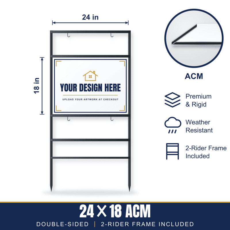 24x18 Metal (ACM) Sign + 2-Rider Steel Frame
