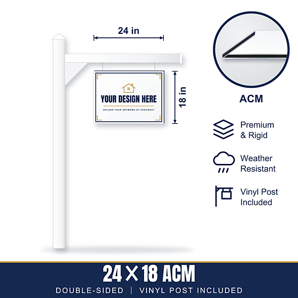 24x18 Metal (ACM) Sign + Vinyl Post