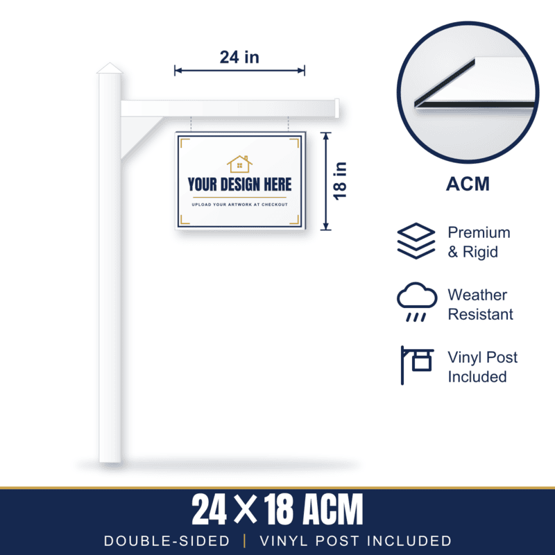 24x18 Metal (ACM) Sign + Vinyl Post