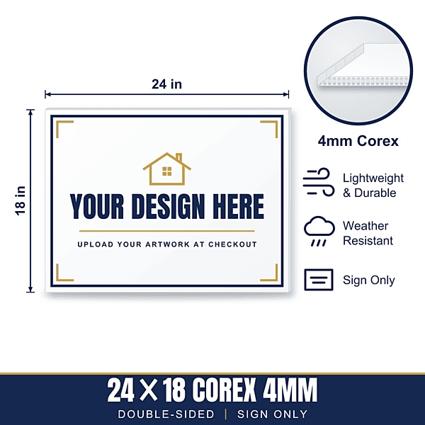 24x18 Plastic (Corex) Sign — Sign Only
