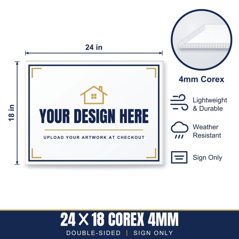 24x18 Plastic (Corex) Sign — Sign Only