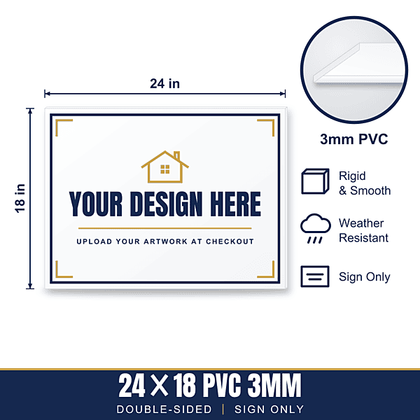 24x18 Hard Plastic (PVC) Sign — Sign Only