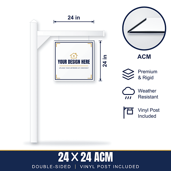 24x24 Metal (ACM) Sign + Vinyl Post