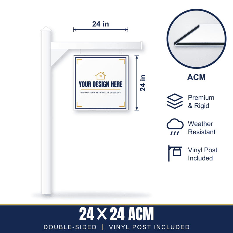 24x24 Metal (ACM) Sign + Vinyl Post