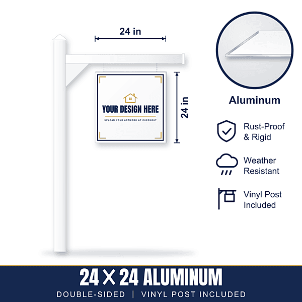24x24 Aluminum Sign + Vinyl Post