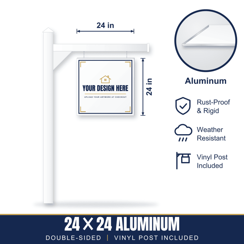24x24 Aluminum Sign + Vinyl Post