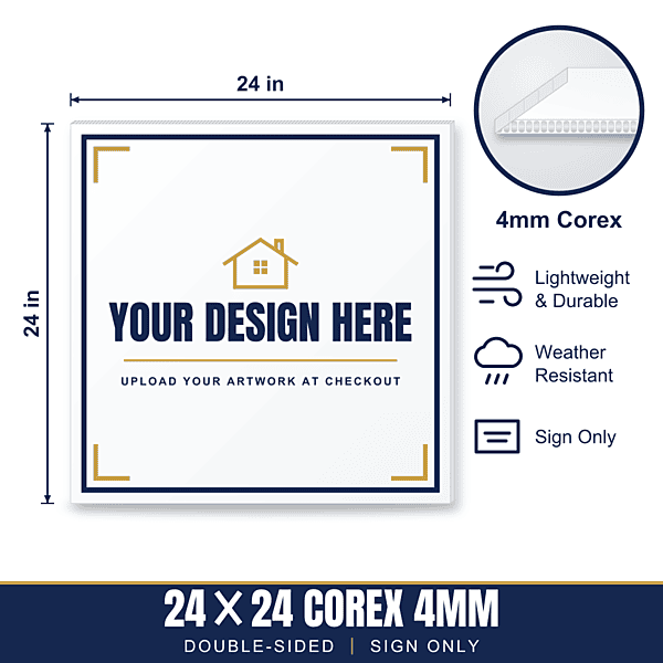 24x24 Plastic (Corex) Sign — Sign Only