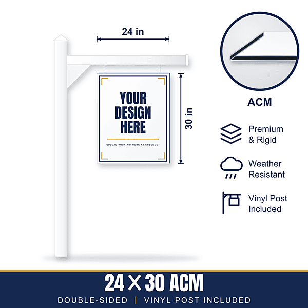 24x30 Metal (ACM) Sign + Vinyl Post