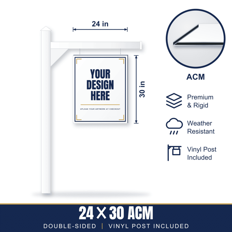 24x30 Metal (ACM) Sign + Vinyl Post
