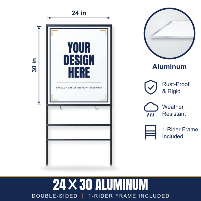 24x30 Aluminum Sign + 1-Rider Steel Frame