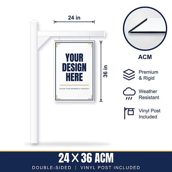 24x36 Metal (ACM) Sign + Vinyl Post