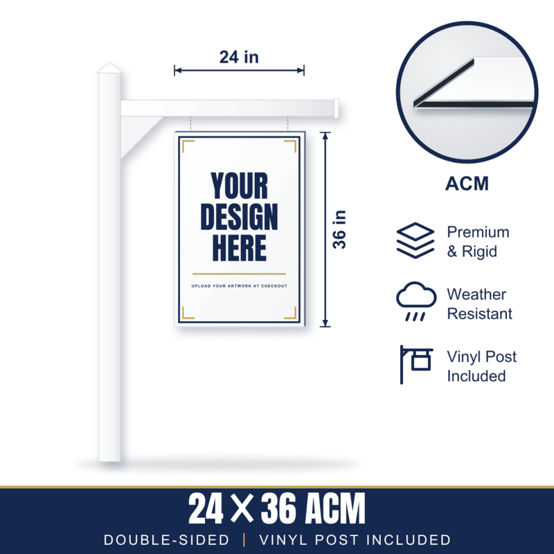 24x36 Metal (ACM) Sign + Vinyl Post