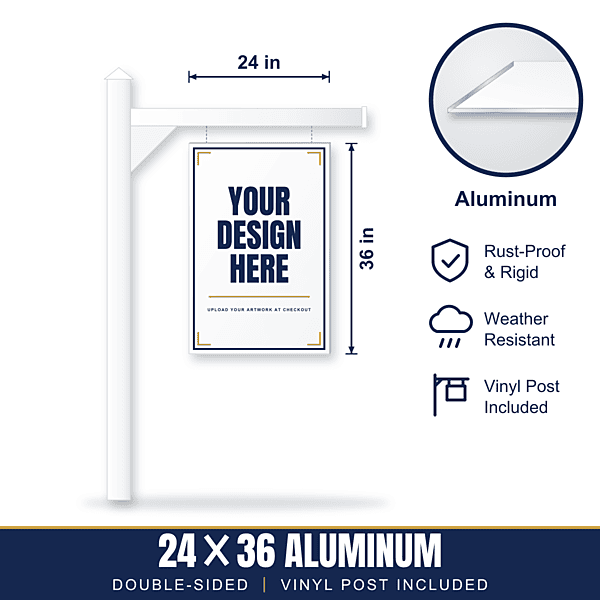 24x36 Aluminum Sign + Vinyl Post