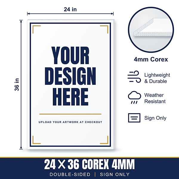 24x36 Plastic (Corex) Sign — Sign Only