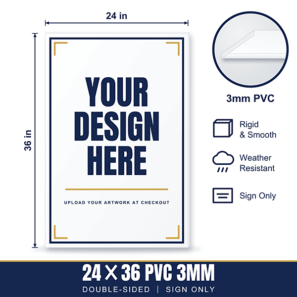 24x36 Hard Plastic (PVC) Sign — Sign Only