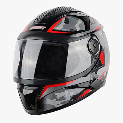 STEELBIRD SBH-17 ROBOT CAMO MATT BLACK/RED C/V (L)