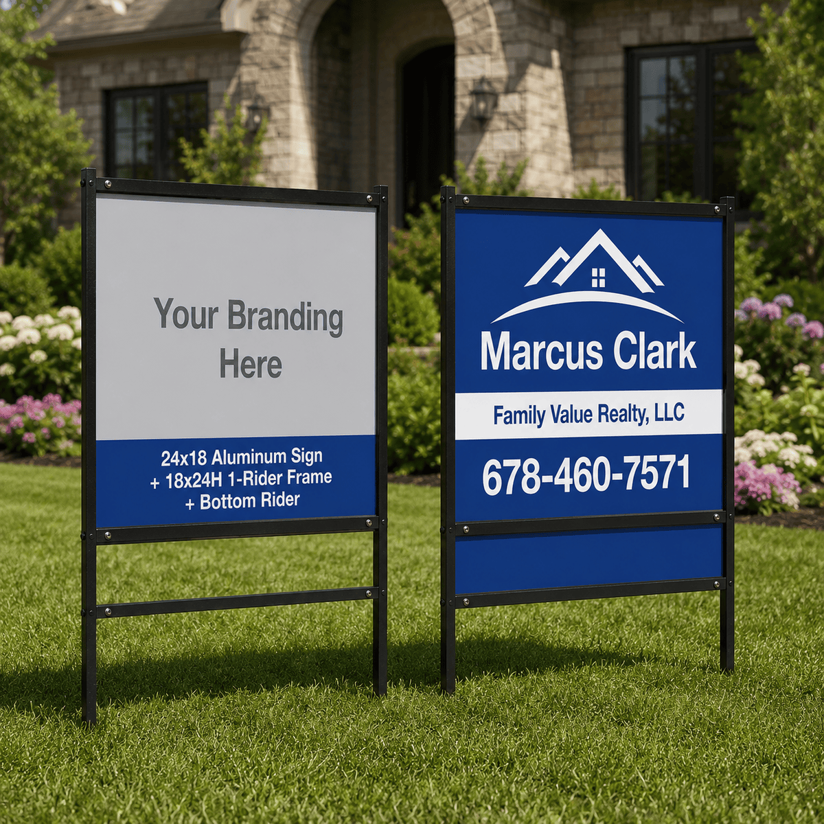 24x18 Aluminum Sign + 1-Rider Steel Frame
