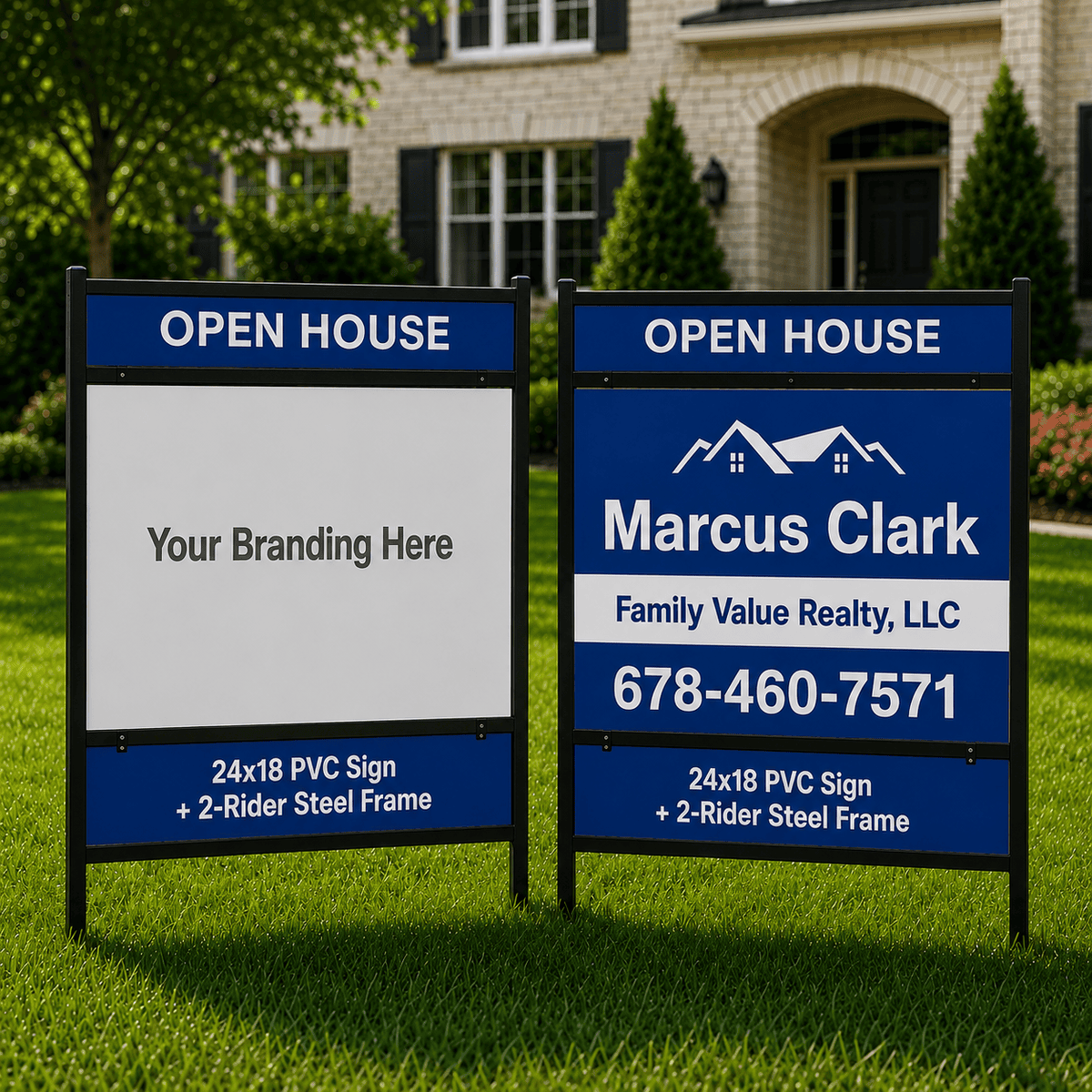 24x18 PVC Sign + 2-Rider Steel Frame