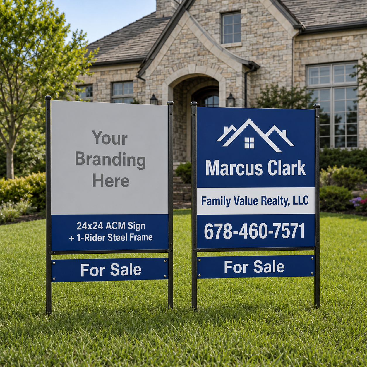 24x24 ACM Sign + 24x24H 1-Rider Frame