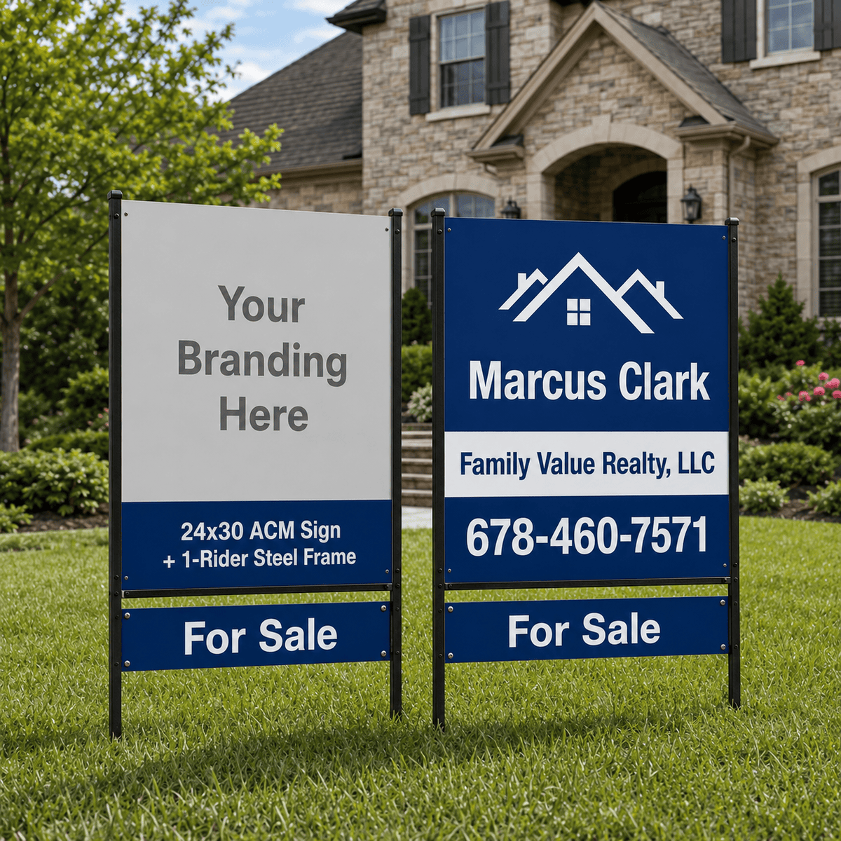 24x30 ACM Sign + 24x30H 1-Rider Frame