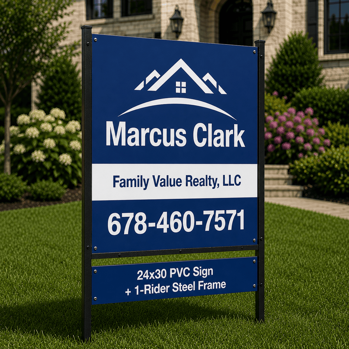 24x30 PVC Sign + 24x30H 1-Rider Frame
