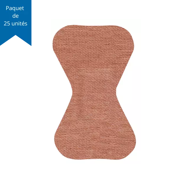 Pansements / Bandages adhésifs stériles en tissu – Grand bout de doigt 4,5 cm x 7,5 cm – Paquet de 25 unités
